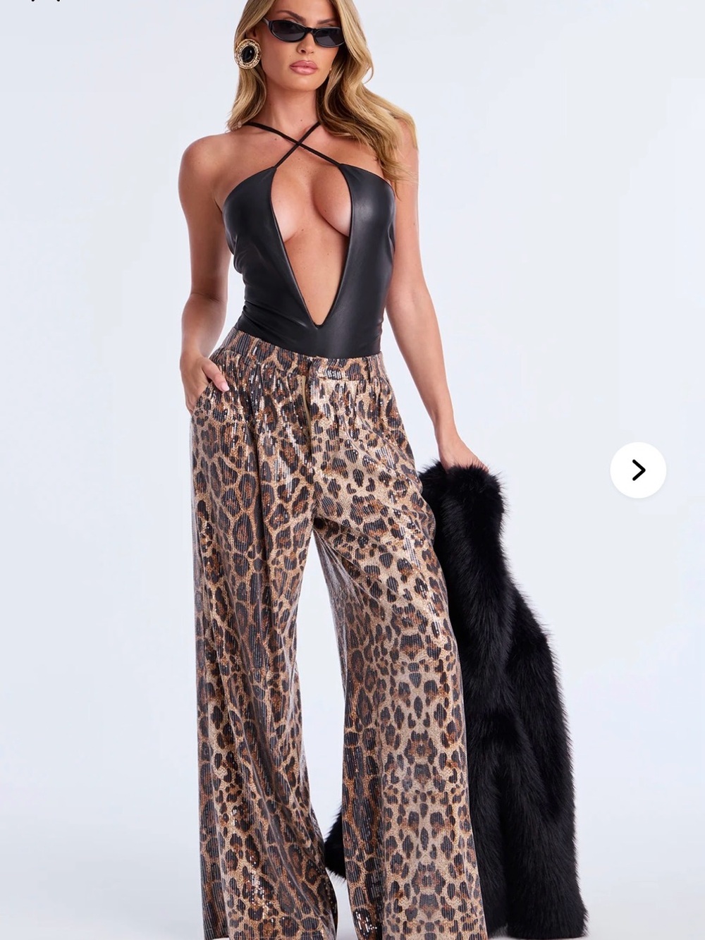 Fashion Nova Leopard Wide-Leg Pants - Brown/Tan